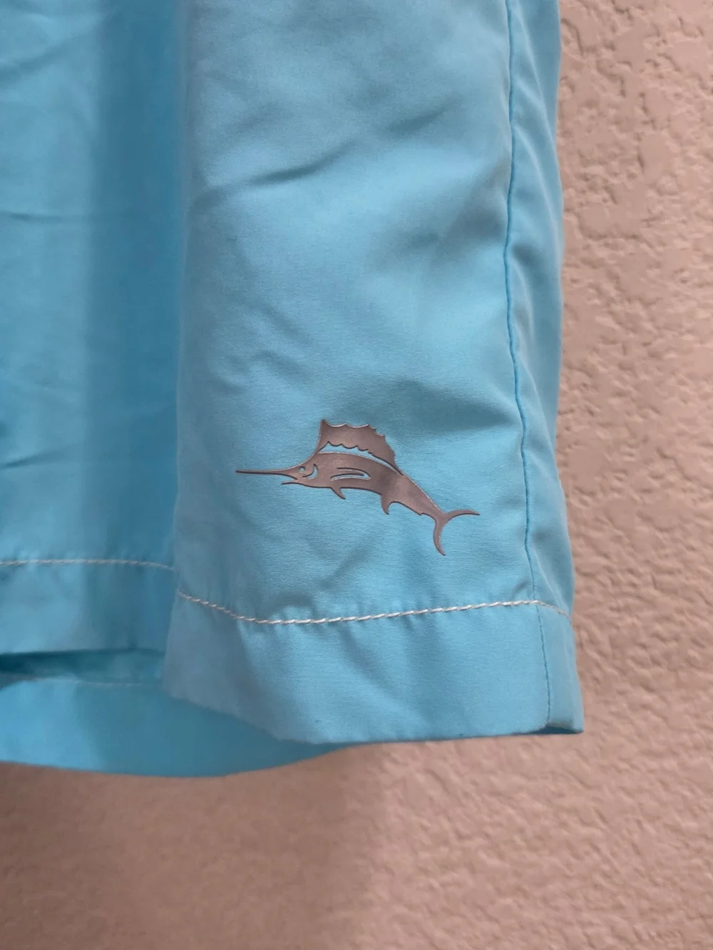 Tommy Bahama Men’s Swim Board Shorts in Light Blue and Red